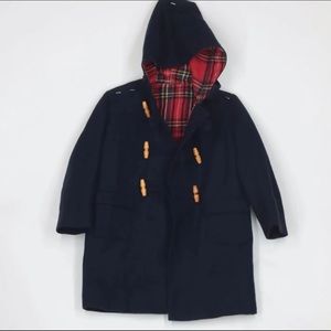 Vtg Unisex Boys Girls Hooded Duffle Coat Toggle Closure Made in England Sz 6/8
